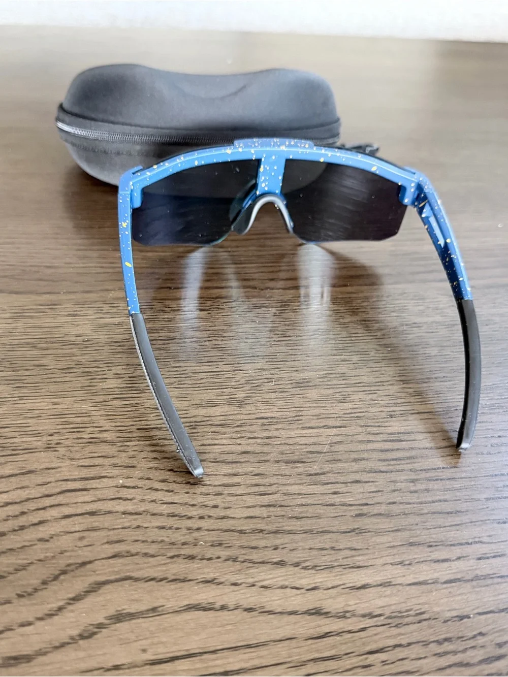 Blue Mirrored Shield Sports Sunglasses